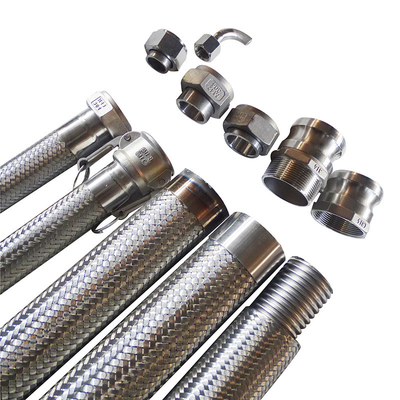 حجم مخصص PE / PTFE خرطوم هيدروليكي مضفر شبكة مقاومة للانفجار أنابيب مقاومة للحمض المرن القلوي