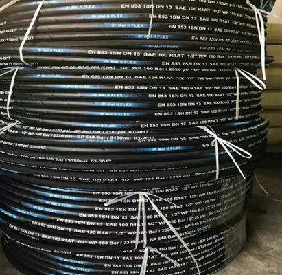 القماش المطاط ارتفاع ضغط خرطوم هيدروليكي سلك مقاومة النفط مضفر خرطوم مرن 1-100MPa